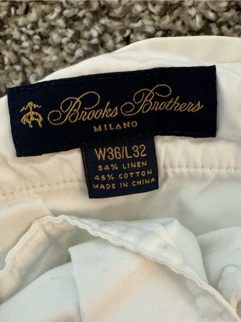 Brooks Brothers White Linen-Blend Chinos